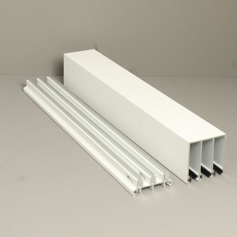 Glass Sliding Door System Track Set In White / Panels Housed: 3 / Length: 4000mm