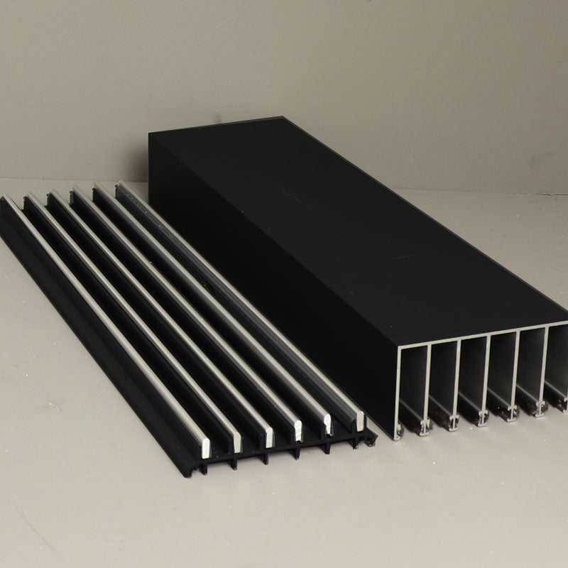 Glass Sliding Door System Track Set In Black / Panels Housed: 6 / Length: 6000mm
