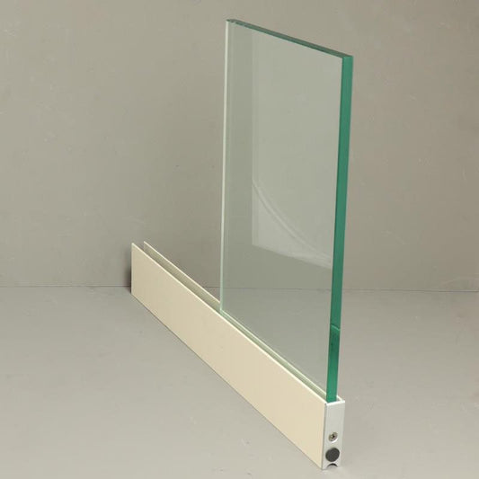 Glass sliding door system panels with cream trim/System Height: 2180-2225mm/Panel Width: 820mm