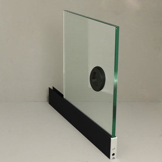 Glass sliding door system panels with black handle with black trim/System Height: 1980-2025mm/Panel Width: 640mm