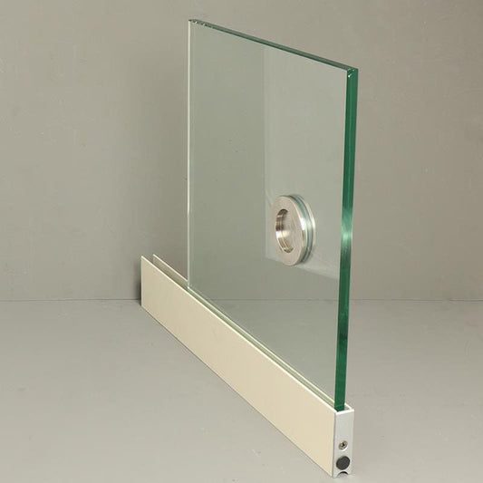 Glass sliding door system panels with silver handle with cream trim/System Height: 2080-2125mm/Panel Width: 1040mm