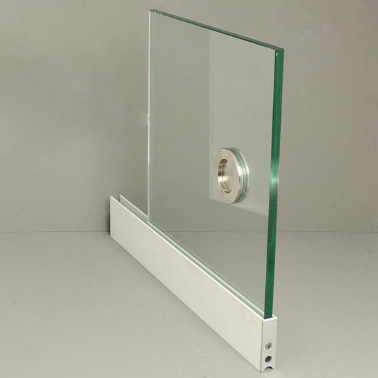 Glass sliding door system panels with silver handle with white trim/System Height: 2080-2125mm/Panel Width: 1040mm