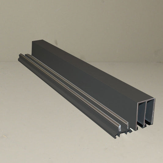 Glass Sliding Door System Track Set In Anthracite / Panels Housed: 2 / Length: 2000mm