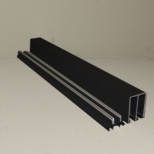 Glass Sliding Door System Track Set In Black / Panels Housed: 2 / Length: 2000mm