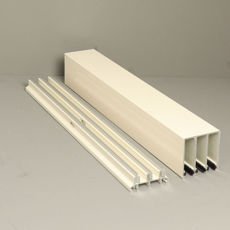 Glass Sliding Door System Track Set In Cream / Panels Housed: 3 / Length: 3000mm