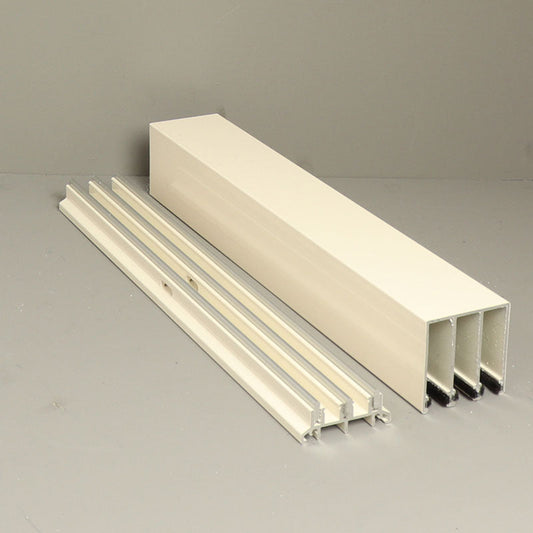 Glass Sliding Door System Track Set In Cream / Panels Housed: 3 / Length: 3000mm