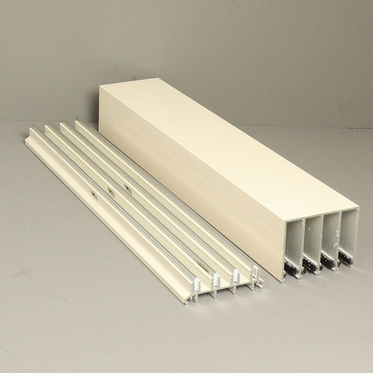 Glass Sliding Door System Track Set In Cream / Panels Housed: 4 / Length: 6000mm