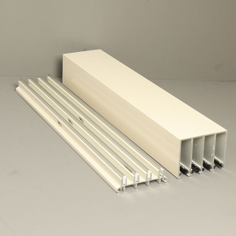 Glass Sliding Door System Track Set In Cream / Panels Housed: 4 / Length: 5000mm