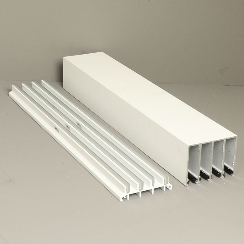 Glass Sliding Door System Track Set In White / Panels Housed: 4 / Length: 5000mm