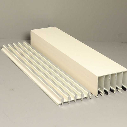 Glass Sliding Door System Track Set In Cream / Panels Housed: 5 / Length: 4000mm