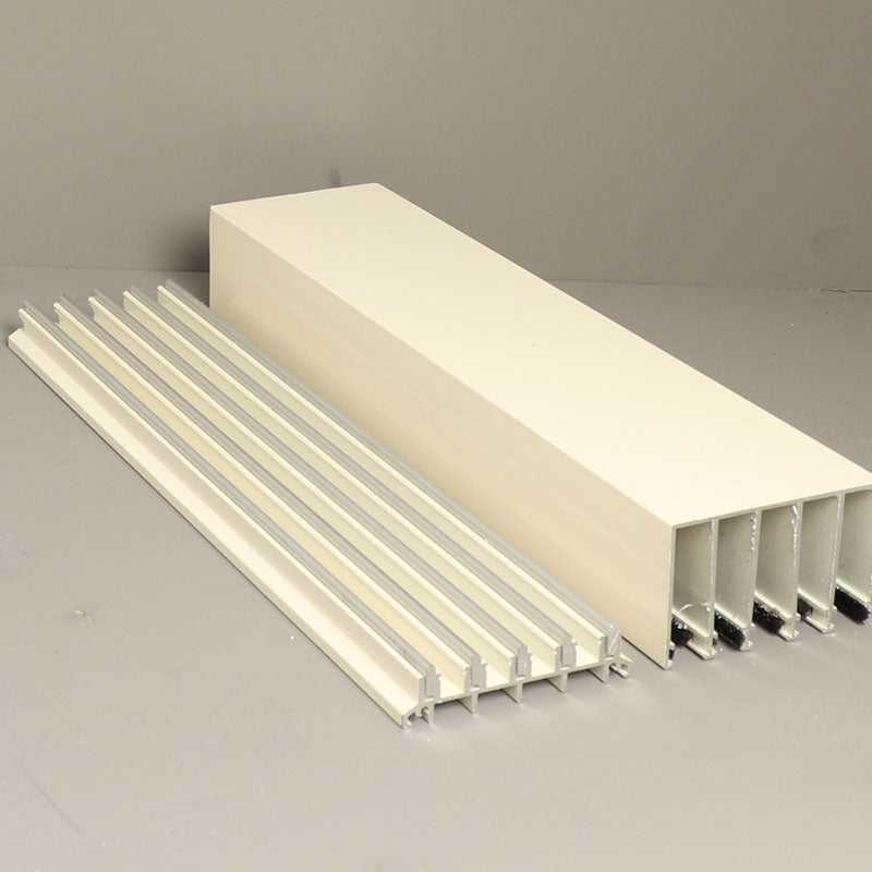 Glass Sliding Door System Track Set In Cream / Panels Housed: 5 / Length: 6000mm