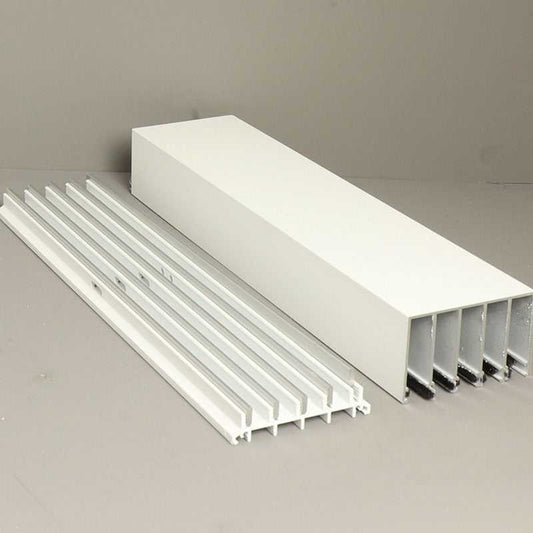Glass Sliding Door System Track Set In White / Panels Housed: 5 / Length: 6000mm