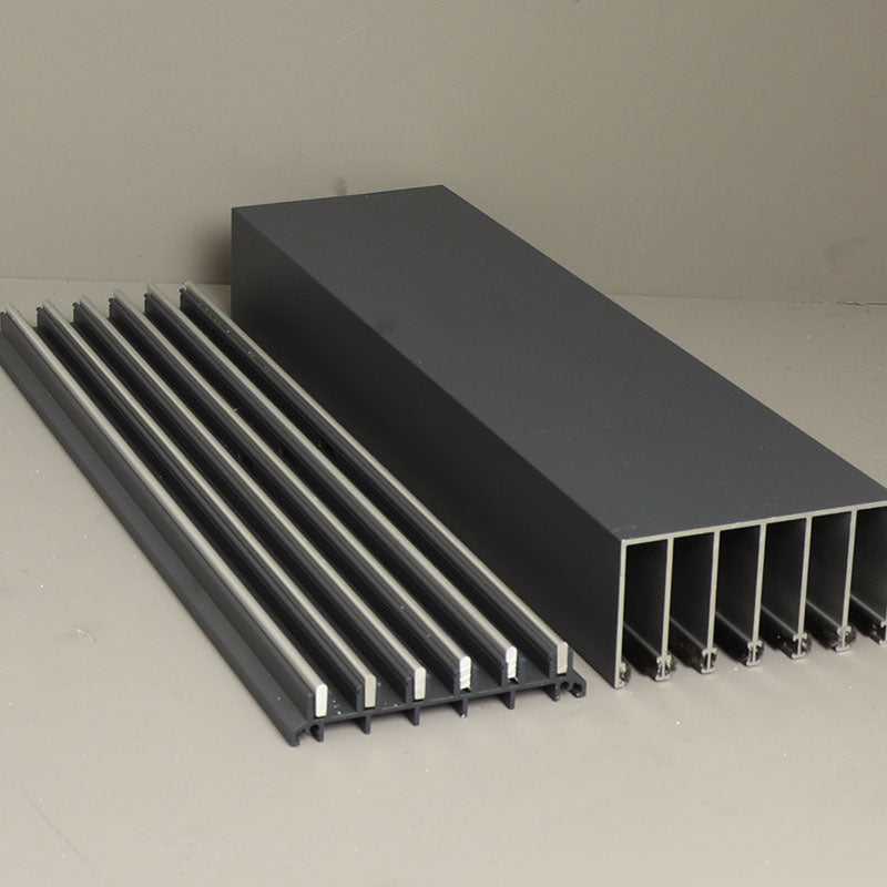 Glass Sliding Door System Track Set In Anthracite / Panels Housed: 6 / Length: 6000mm