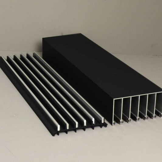 Glass Sliding Door System Track Set In Black / Panels Housed: 6 / Length: 6000mm