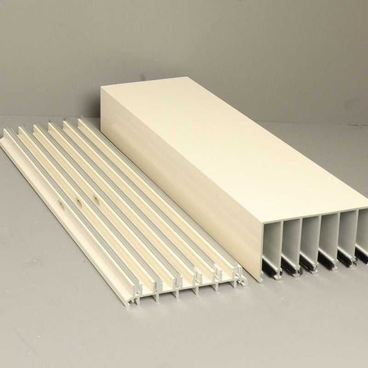 Glass Sliding Door System Track Set In Cream / Panels Housed: 6 / Length: 6000mm