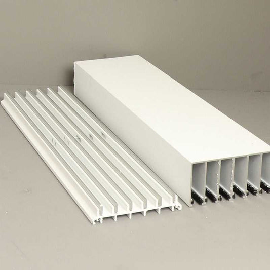 Glass Sliding Door System Track Set In White / Panels Housed: 6 / Length: 6000mm